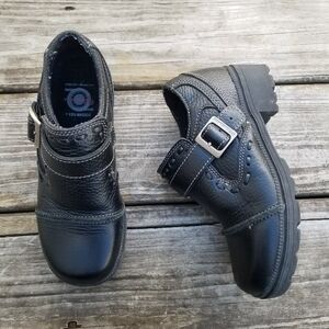 Vintage 90s y2k Milwaukee Day Girl Monk Strap Heeled‎ Leather Motorcycle Boots